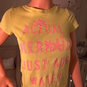 🧜‍♀️ GAP Kids “Actual Mermaid Just Add Water” Graphic Tee – Yellow, Size XL 🧜‍